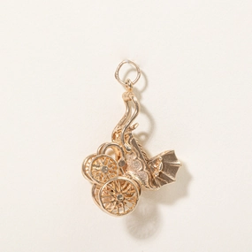 Classic Detail 9k Yellow Gold Baby Carriage Charm