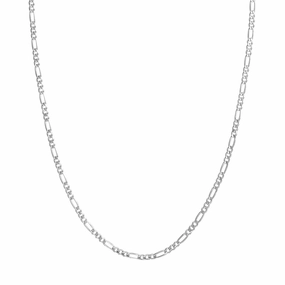 Unique Feature Expressive Feature Sterling Silver 3.2mm Concave Figaro Chain with Lobster Lock
