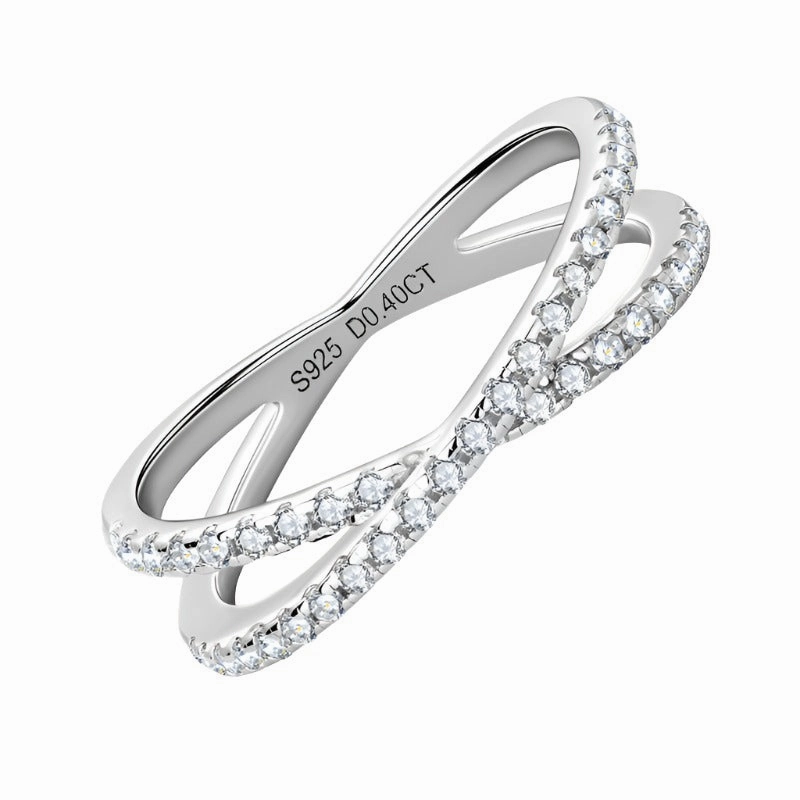 Pave Criss-Cross Ring Band | S925 | Moissanite Refined Detailing Delicate Mood