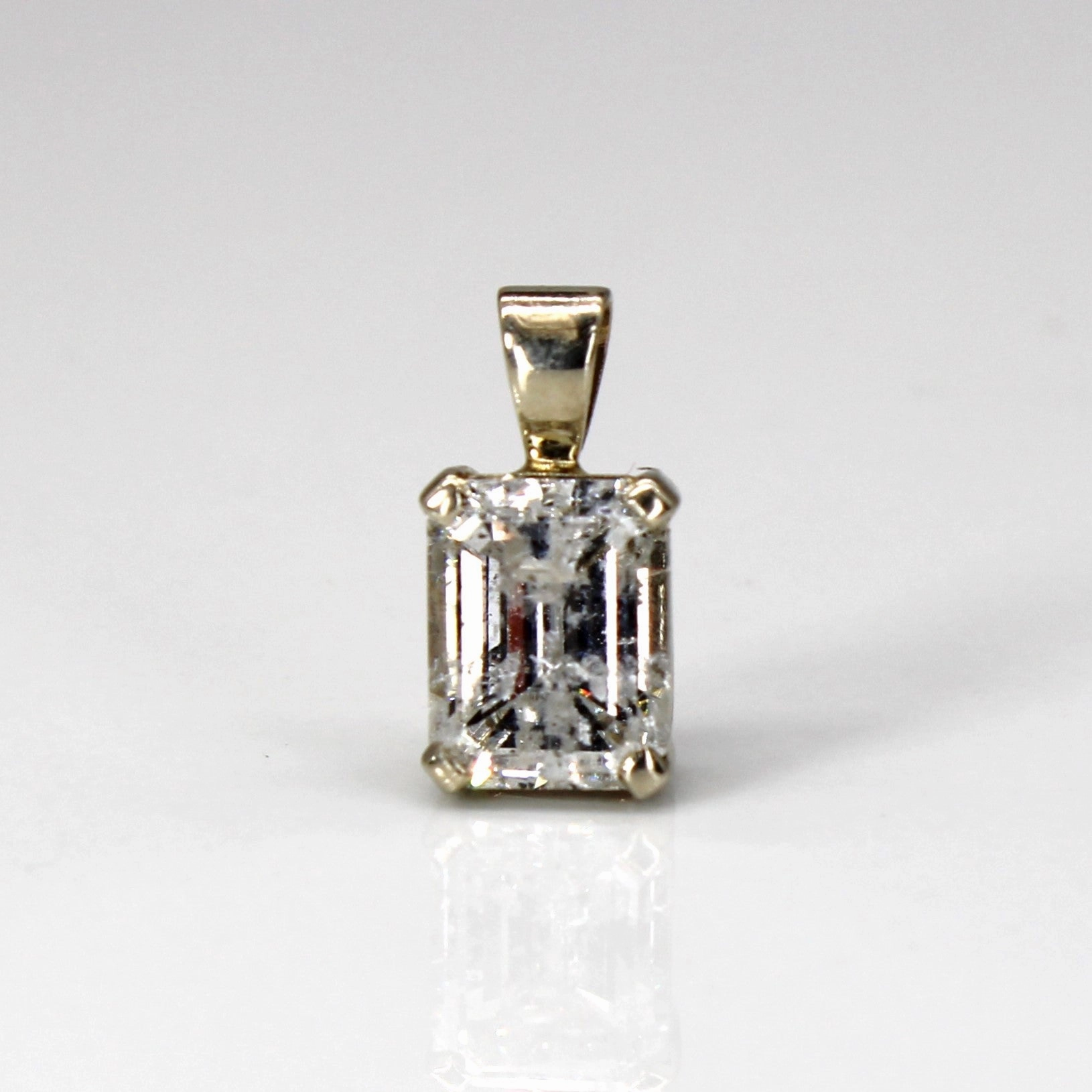 Delicate Sparkle Romantic Feel Emerald Cut Diamond Solitaire 14k Pendant | 2.10ct |