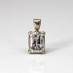 Delicate Sparkle Romantic Feel Emerald Cut Diamond Solitaire 14k Pendant | 2.10ct |