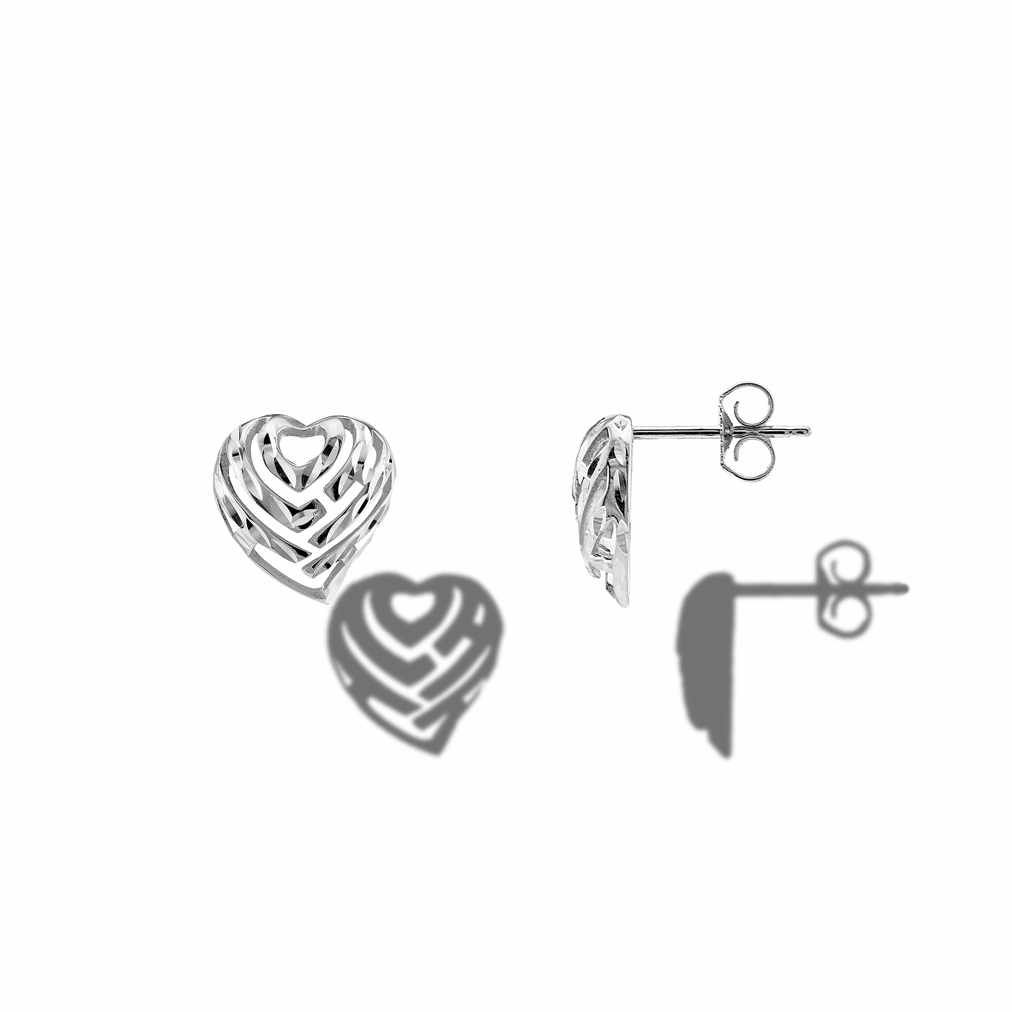Classic Elegance Aloha Heart Earrings in Sterling Silver - 10mm