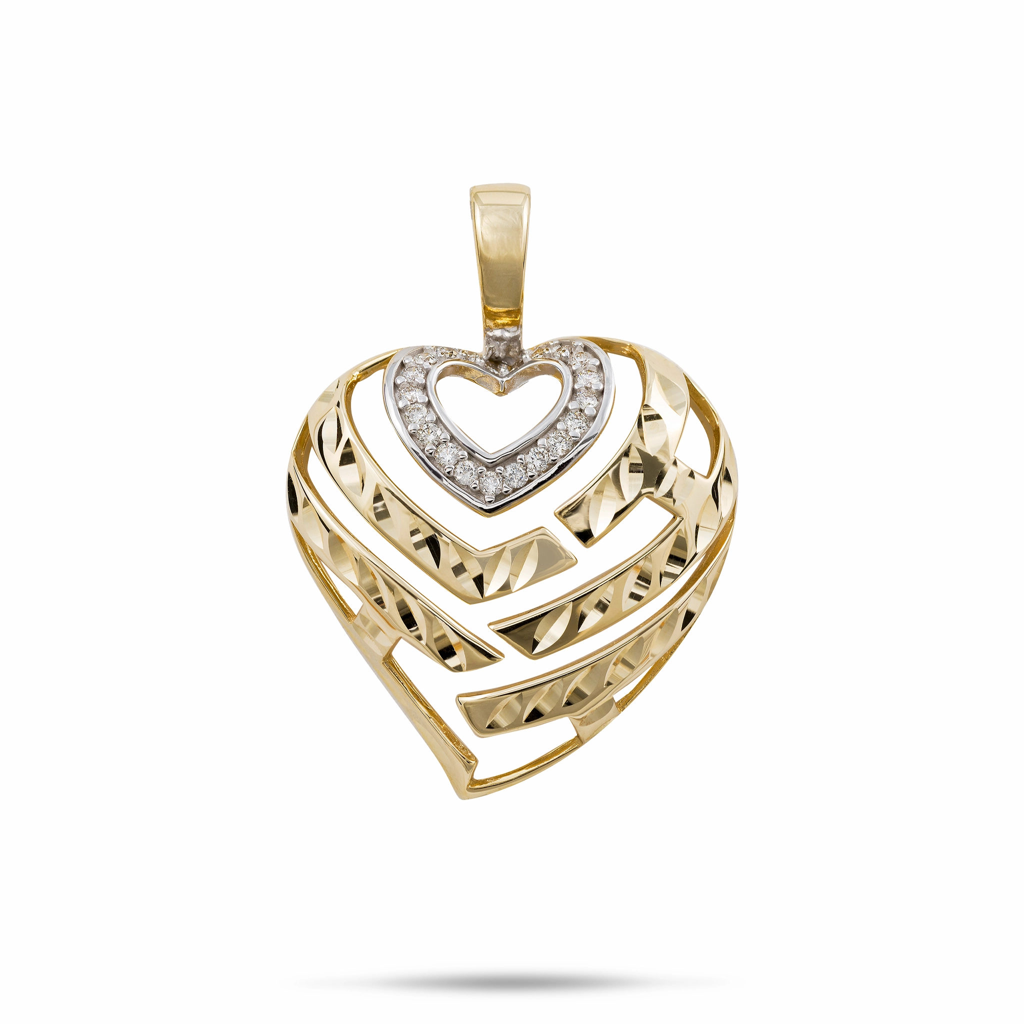 Aloha Heart Pendant in Gold with Diamonds - 24mm Urban Feature