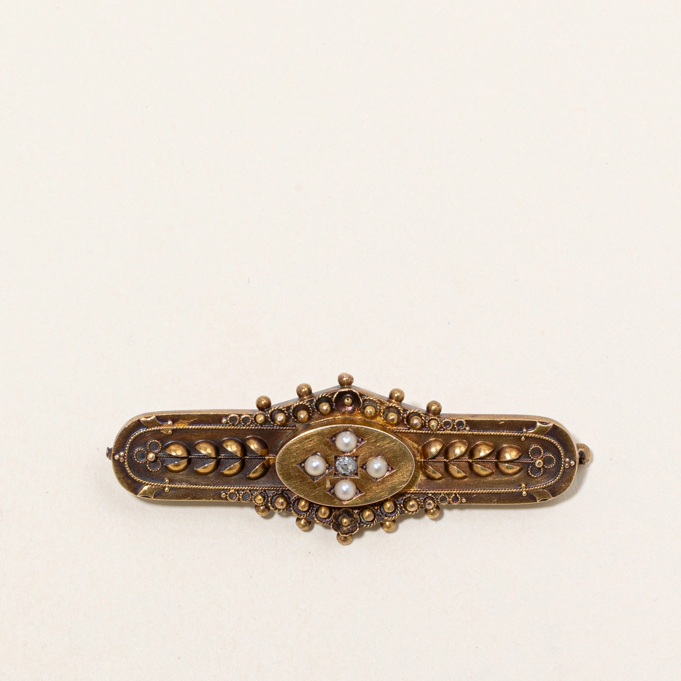 Antique European Cut Diamond & Pearl Brooch | 0.03ct | Flawless Glow