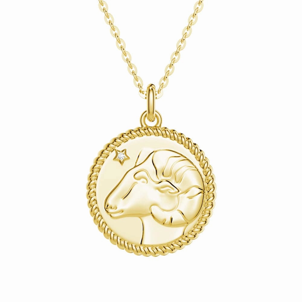 Aries Constellation Lab Grown Diamond Birthstone Pendant Necklace Luxury Tone Daily Layer