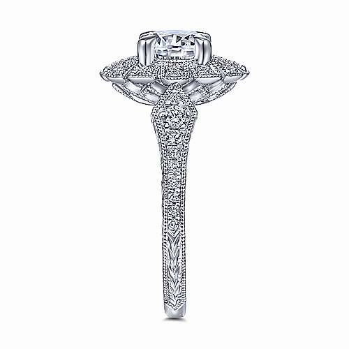 Daily Form Art Deco Halo Diamond Ring .32 Cttw 14k White Gold 583A