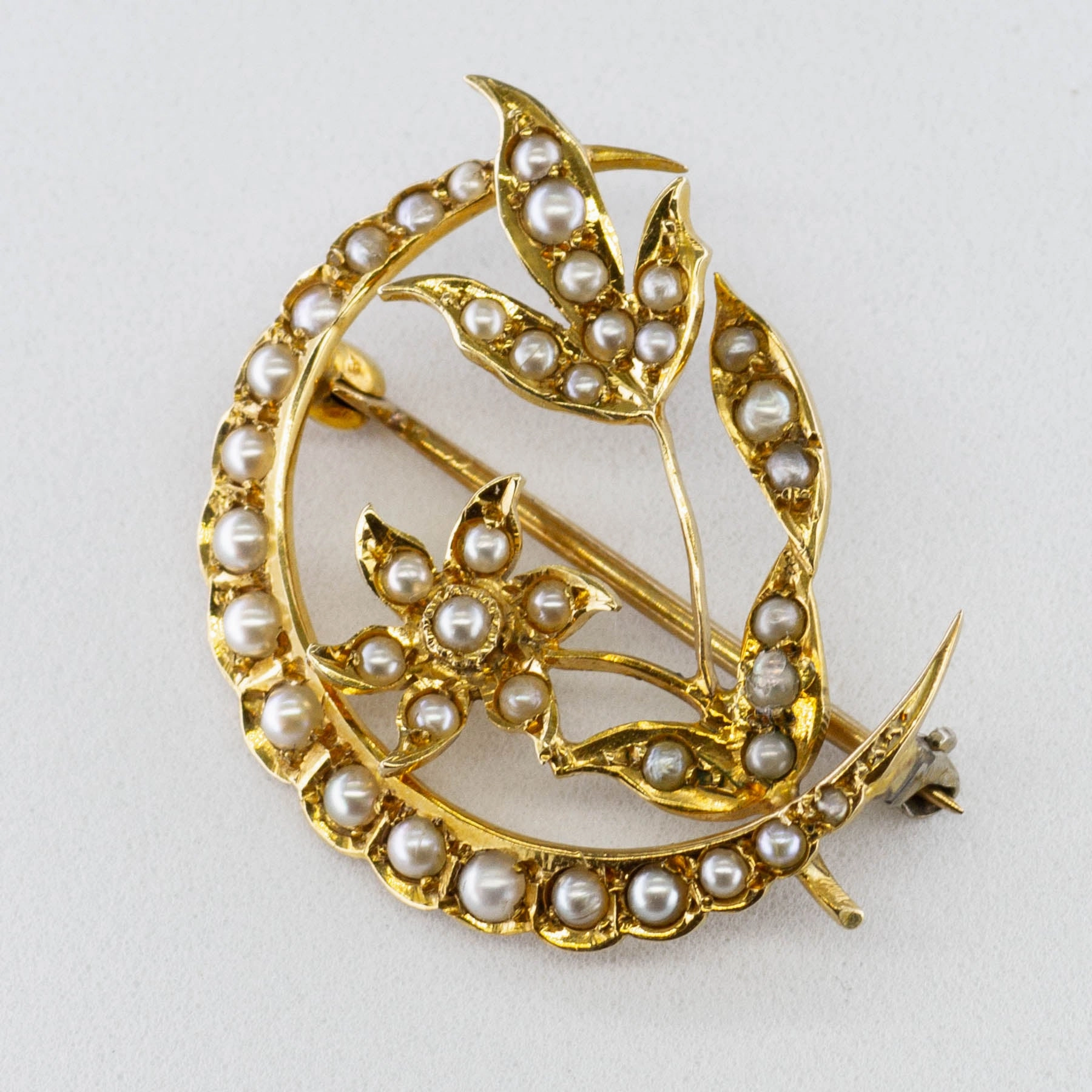 Art Nouveau Seed Pearl Brooch | 0.50ctw | Feminine Edge Vibrant Glam