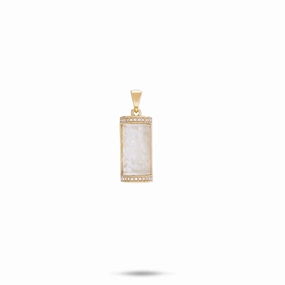 Hawaiian Heirloom Plumeria Mother of Pearl Pendant in Gold - 17mm Style Pop