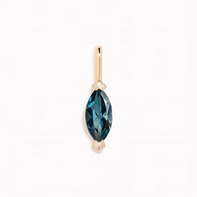 September Birthstone Pendant 14k Gold - London Blue Topaz Eye-Catching Sparkle Styled Finish