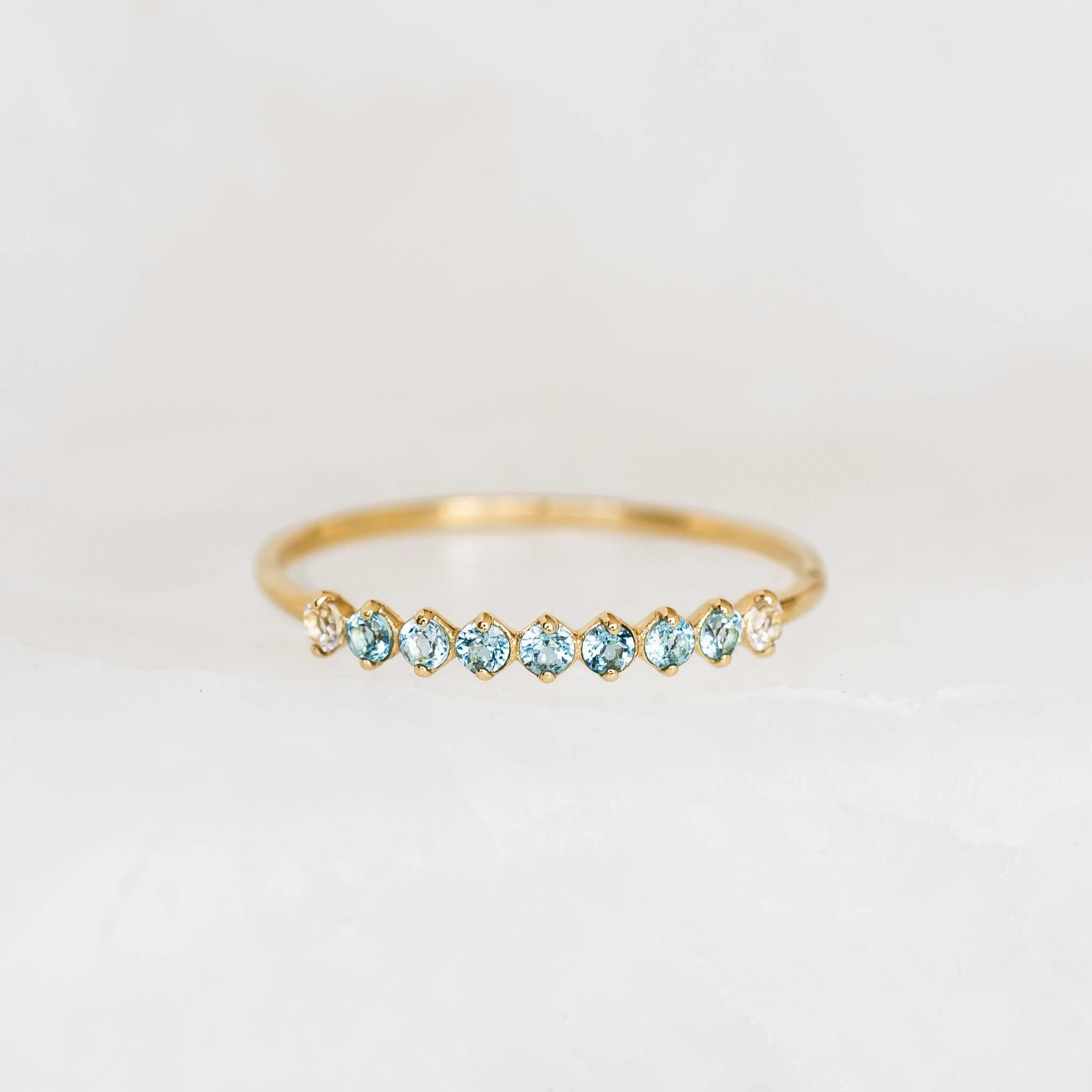 Exclusive Accent September Birthstone Ring 14k Gold - Ombre London Blue Topaz