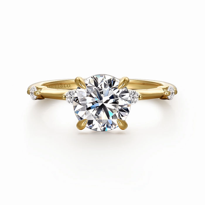 Frances - 14K Yellow Gold Round Diamond Engagement Ring Night Ready Lightweight Feel