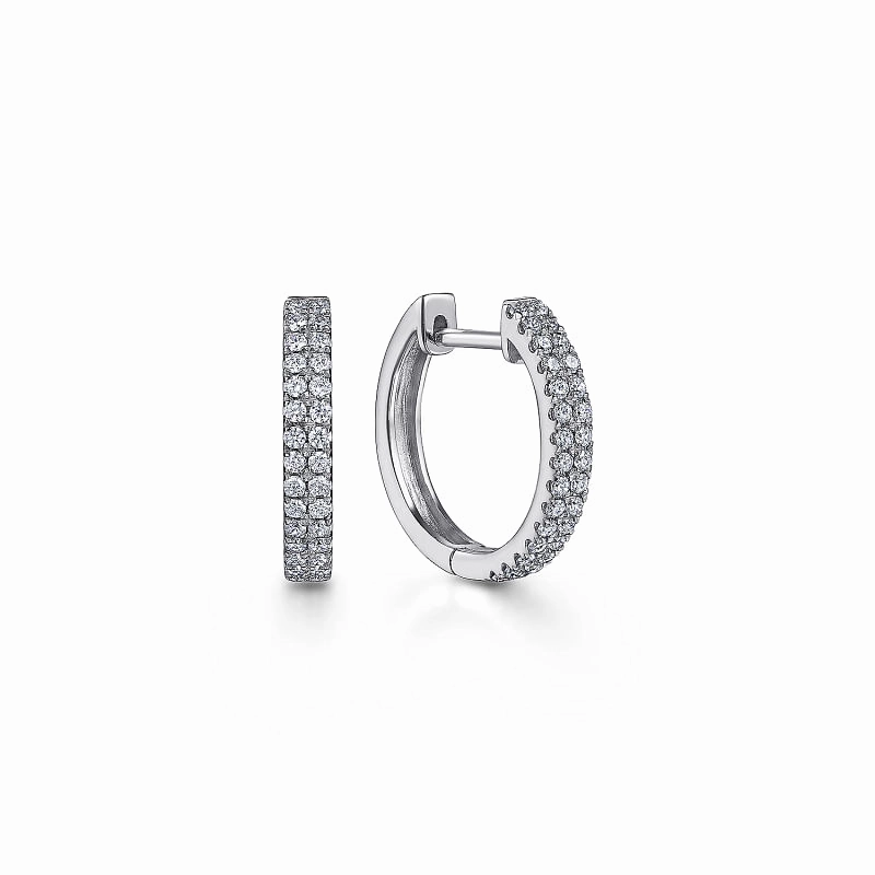 Daywear Style 14K White Gold 10mm Diamond Classic Huggies