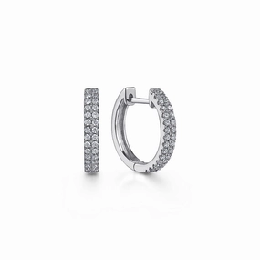 Daywear Style 14K White Gold 10mm Diamond Classic Huggies