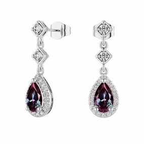 Fresh Sparkle 2 Ctw Pear Shaped Alexandrite Moissanite Pave Drop Earrings