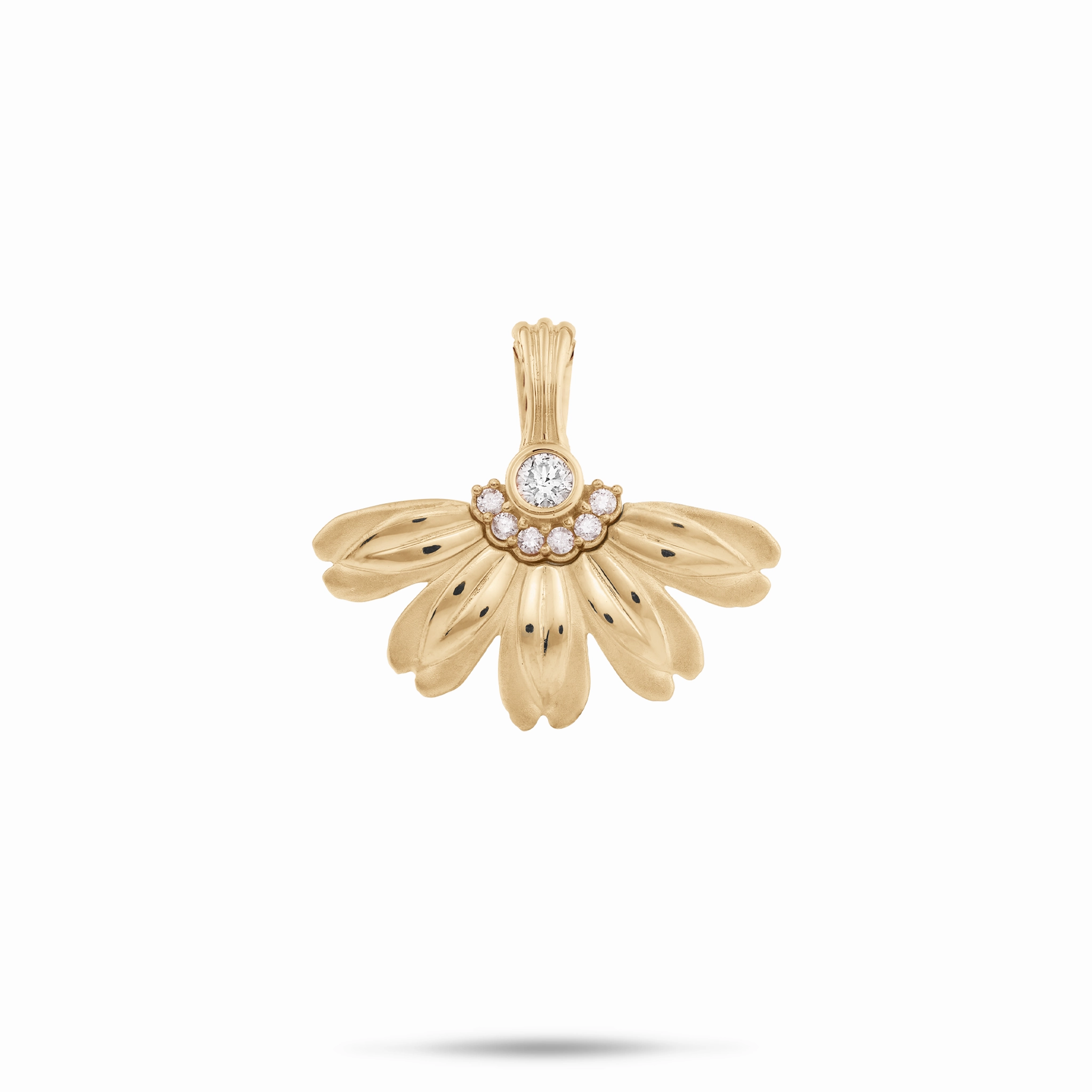 Versatile Style Distinct Edge Beach Naupaka Pendant in Gold with Diamonds - 20mm