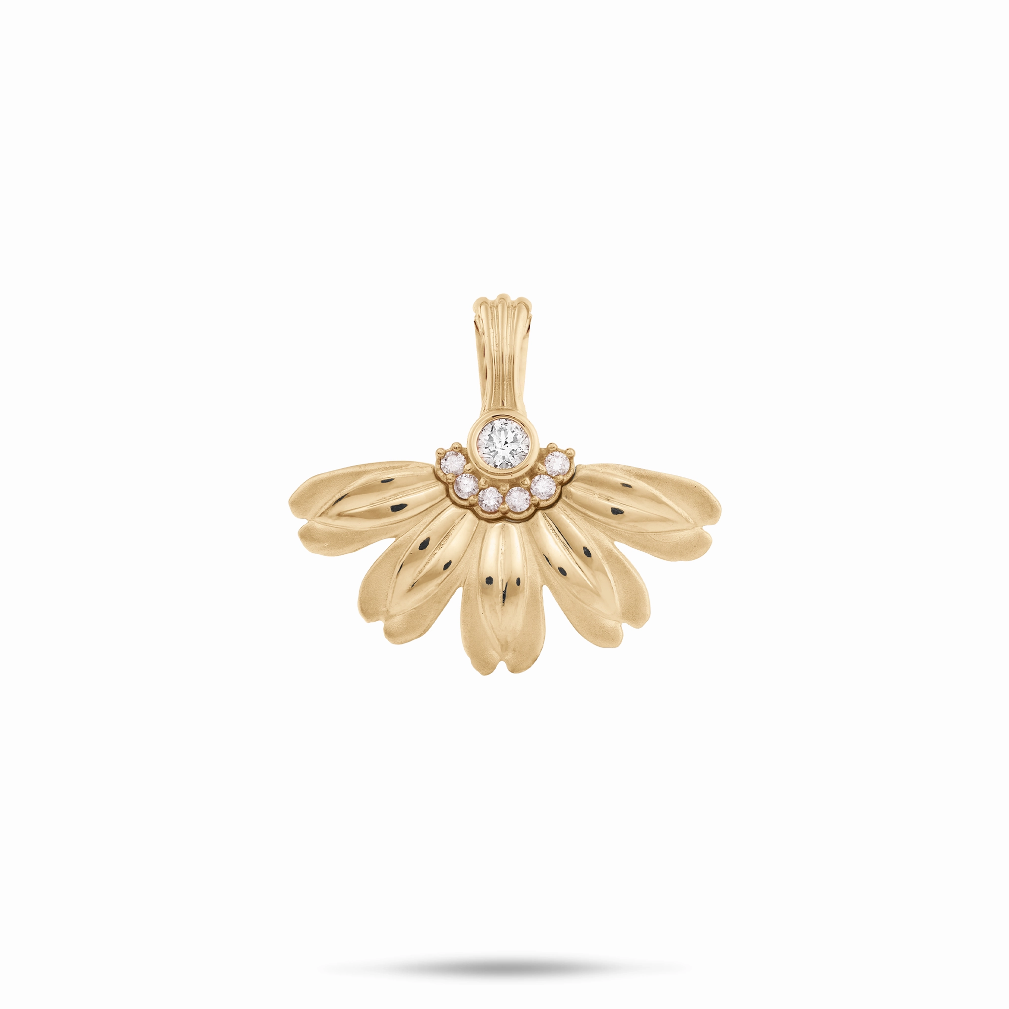Timeless Layer Handcrafted Art Beach Naupaka Pendant in Gold with Diamonds - 20mm