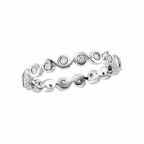 Stackable Modern Bezel Set Zigzag Diamond White Gold Band unique touch Special Gift