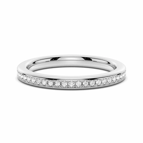 Trendy Glow Shiny Creations Half Eternity Round Cut Moissanite Classic Wedding Band