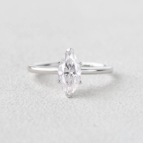 Photo Ready 1.0ct Marquise Moissanite Classic Solitaire Ring