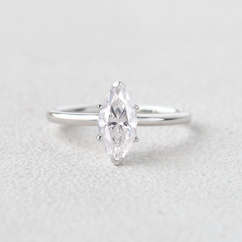 Photo Ready 1.0ct Marquise Moissanite Classic Solitaire Ring