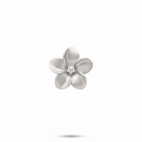 Plumeria Pendant in White Gold with Diamond - 16mm Vivid Glow