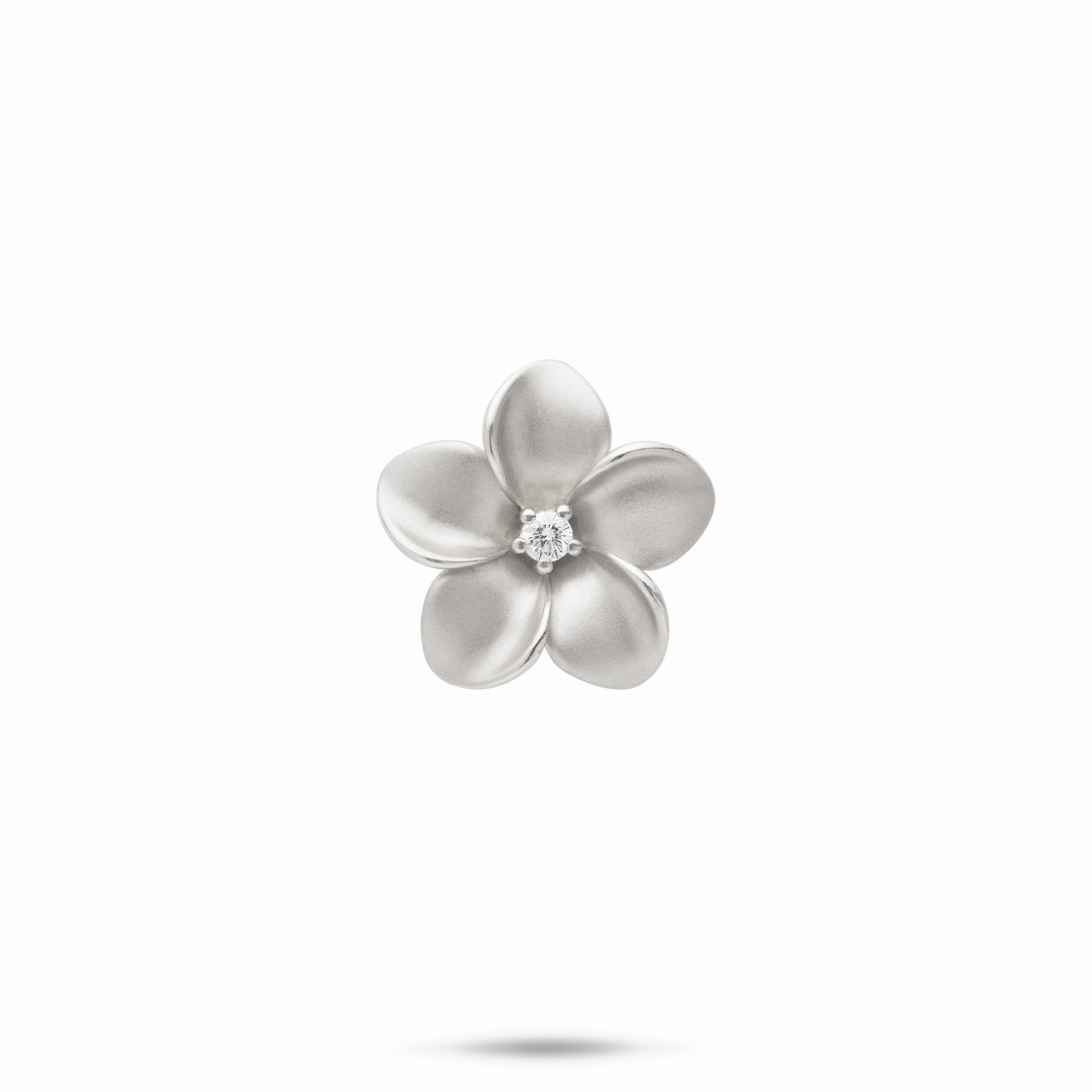 Plumeria Pendant in White Gold with Diamond - 16mm Shining Edge