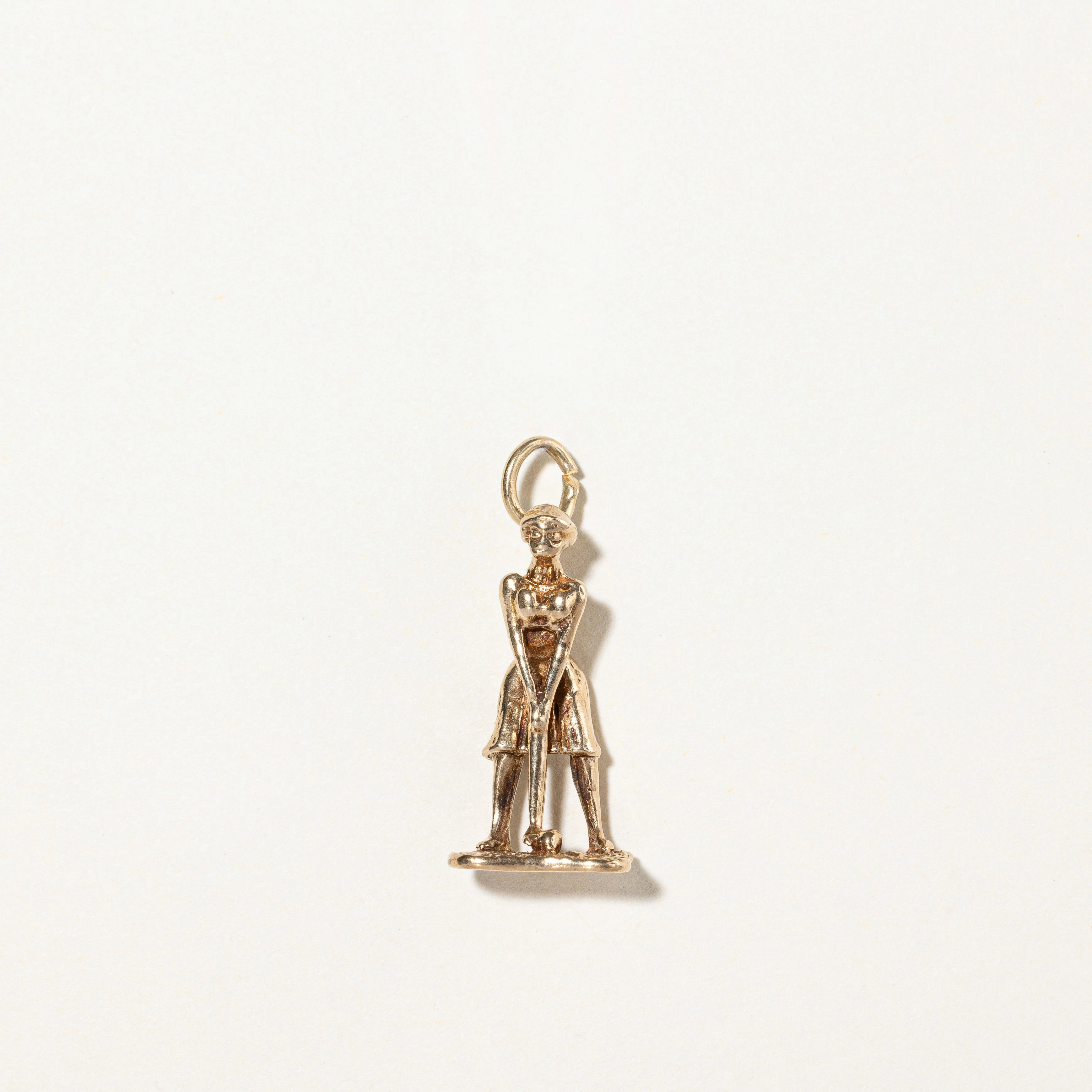 Distinctive Highlight 10k Yellow Gold Golfer Charm |
