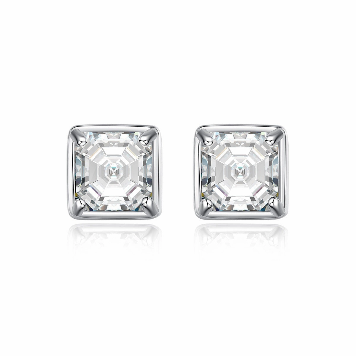 Stylish Shape Asscher Cut Diamond Earrings | 925 Sterling Silver | Moissanite