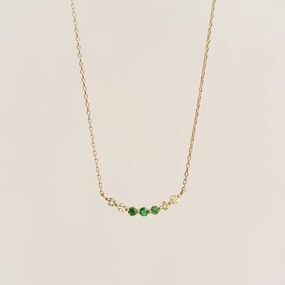 August Birthstone Necklace 14k Gold - Ombre Tsavorite Radiant Jewelry Shine