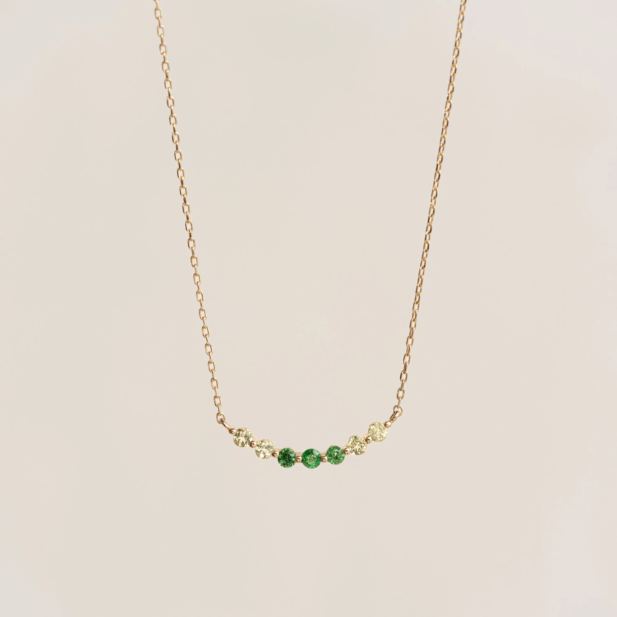 Travel Ready August Birthstone Necklace 14k Gold - Ombre Tsavorite