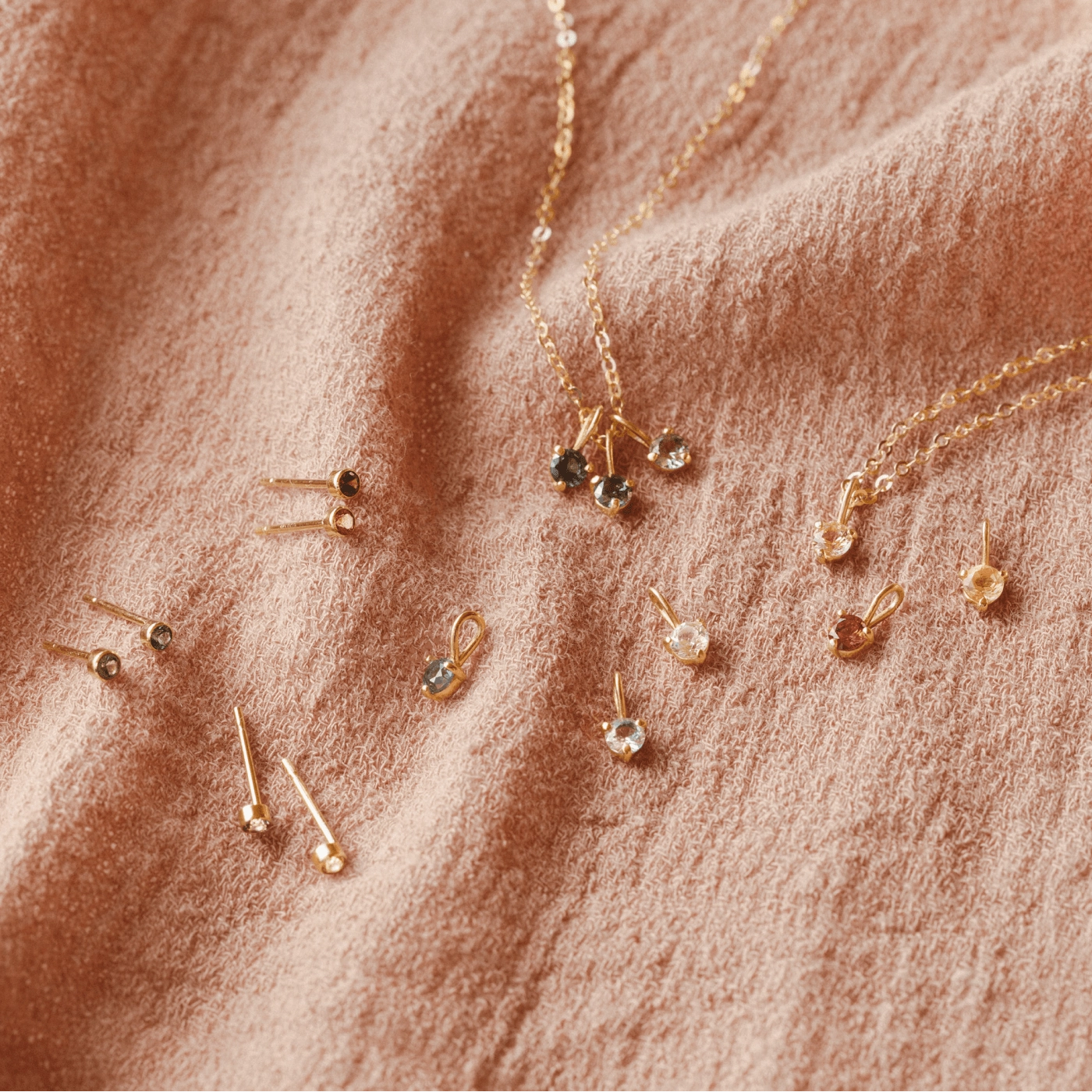 Aura Birthstone Necklace & Studs Set Fashion Essential Gleam Accent