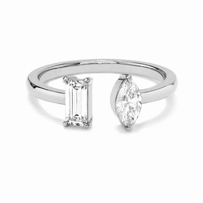 Baguette and Marquise Lab Grown Diamond Toi et Moi Promise Ring Chic Flash Distinctive Piece