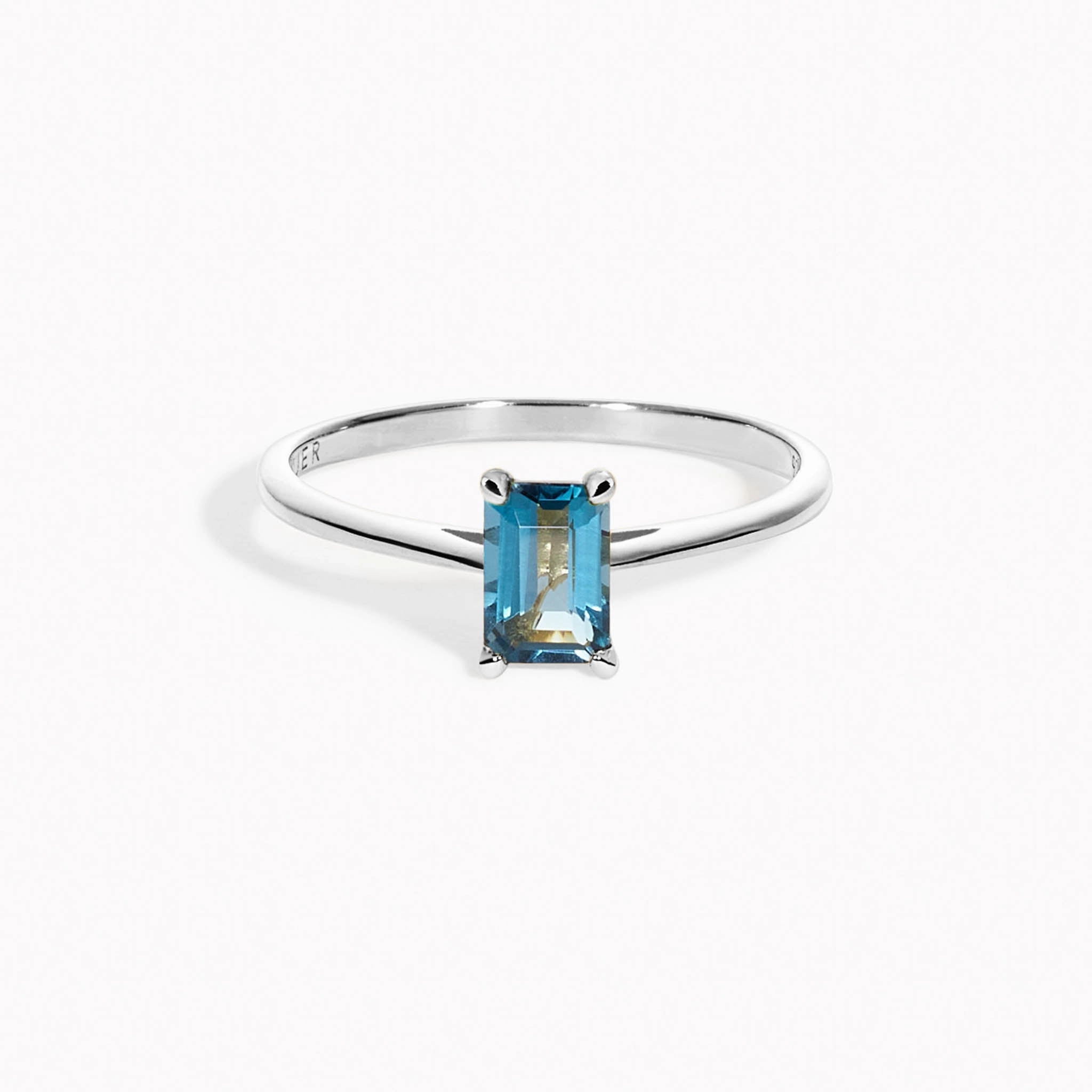 Baguette Ring London Blue Topaz Silver - Charlotte Sparkle Style