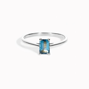 Baguette Ring London Blue Topaz Silver - Charlotte Sparkle Style