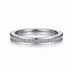 Toledo - 14K White Gold Channel Set Diamond Wedding Band - 0.25ct Office Wear