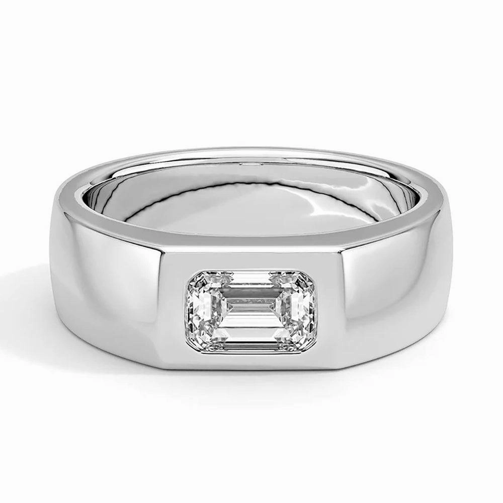 Emerald Cut Lab Diamond Diamond Men's Promise Ring Soft Focus