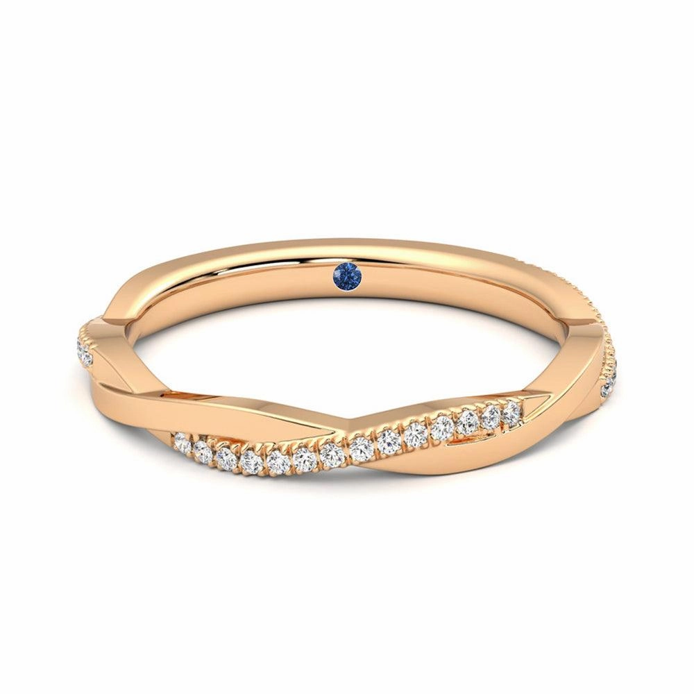Twisted Band Pav?? Moissanite Wedding Band with Anniversary Stone Accent Luxe Moment Feminine Finish
