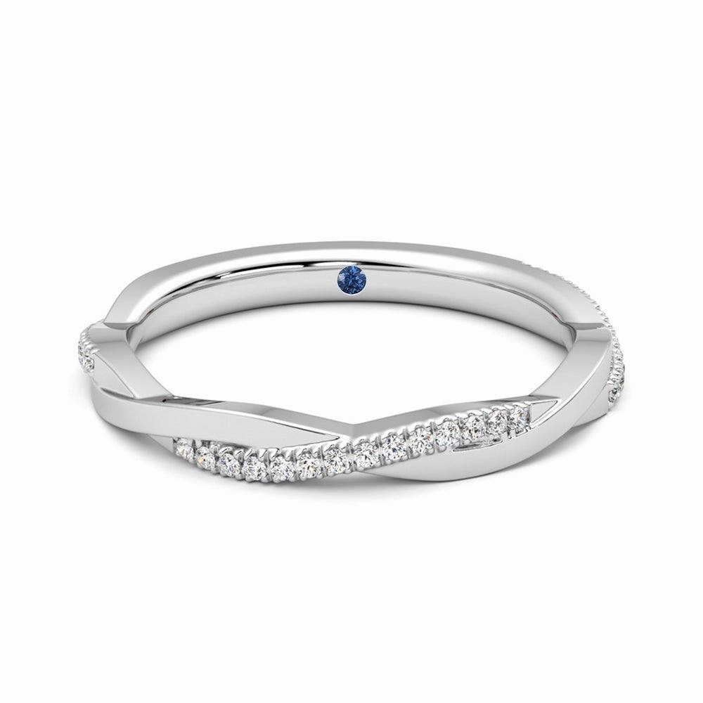 Celebration Ready Layer Look Twisted Band Pav?? Moissanite Wedding Band with Anniversary Stone Accent