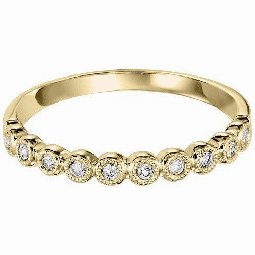 Bead Set Round Station Diamond Ring .12 Cttw 10K Yellow Gold Modern Choice