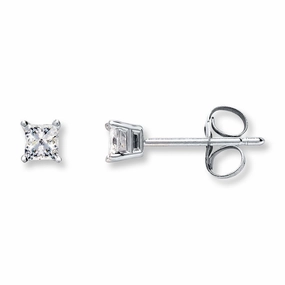 Princess Cut Diamond Stud Earrings 1/4 Carat 14K White Gold Refined Finish Premium product