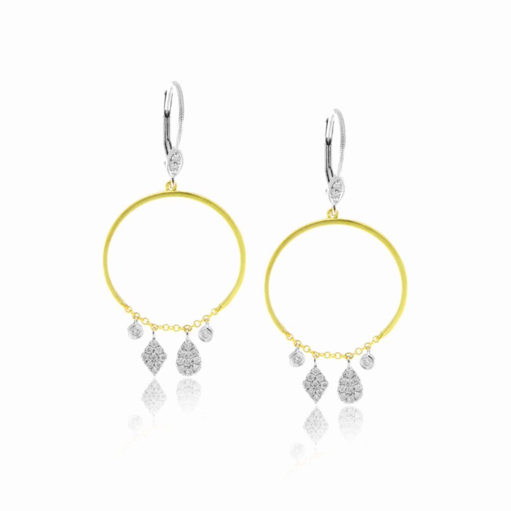Yellow Gold Hoops with Diamond Charms Cool feature