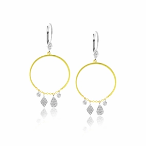 Yellow Gold Hoops with Diamond Charms Cool feature