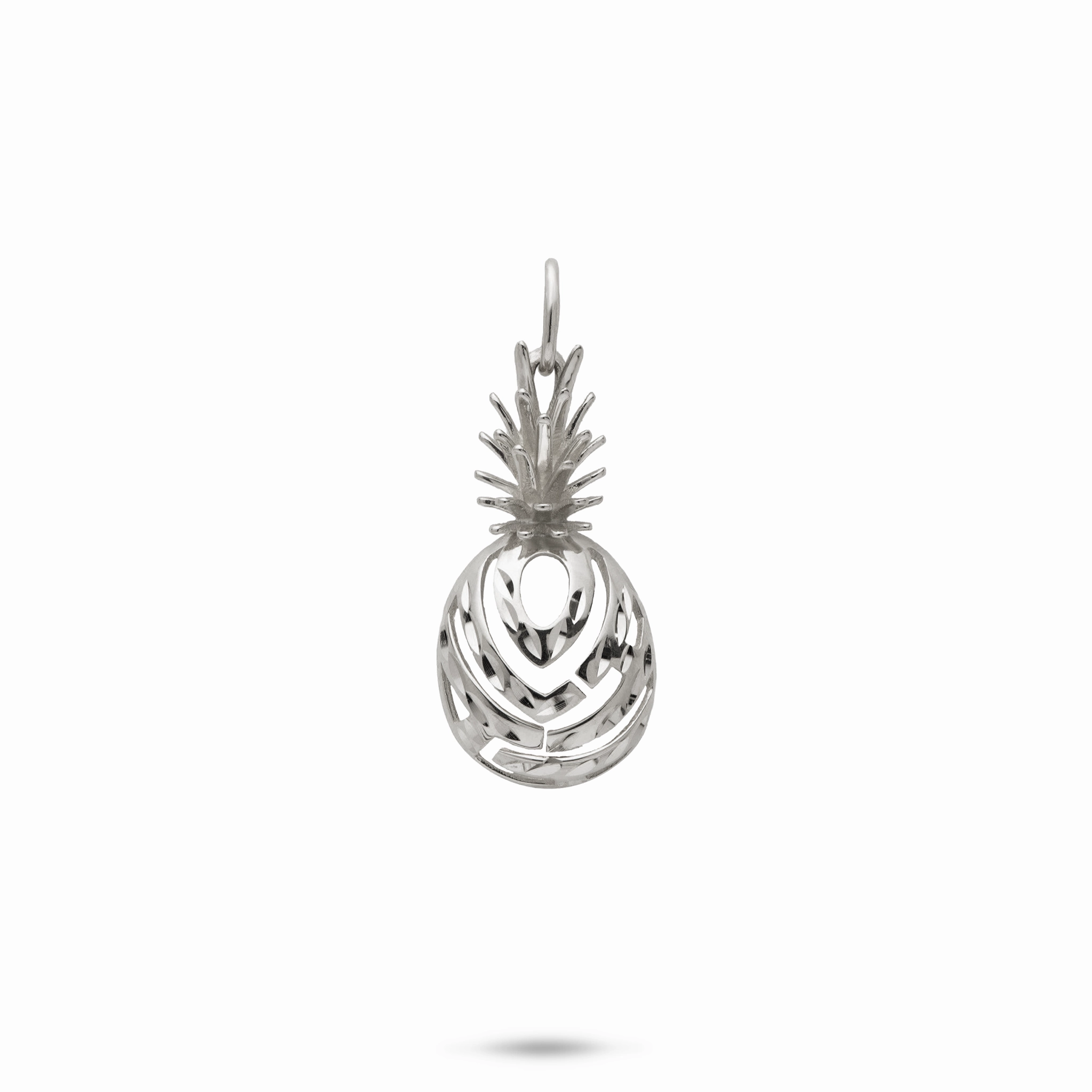 Aloha Pineapple Pendant in White Gold Sculptural Feel
