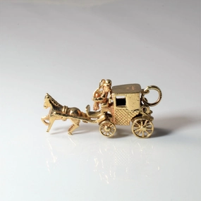 Beach Vibes Glamorous Finish Horse & Carriage Gold Pendant |