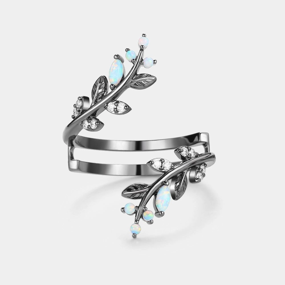 Black Gold Lab Opal & Moissanite Wedding Band - Knight Enhancer standard size Daily Form