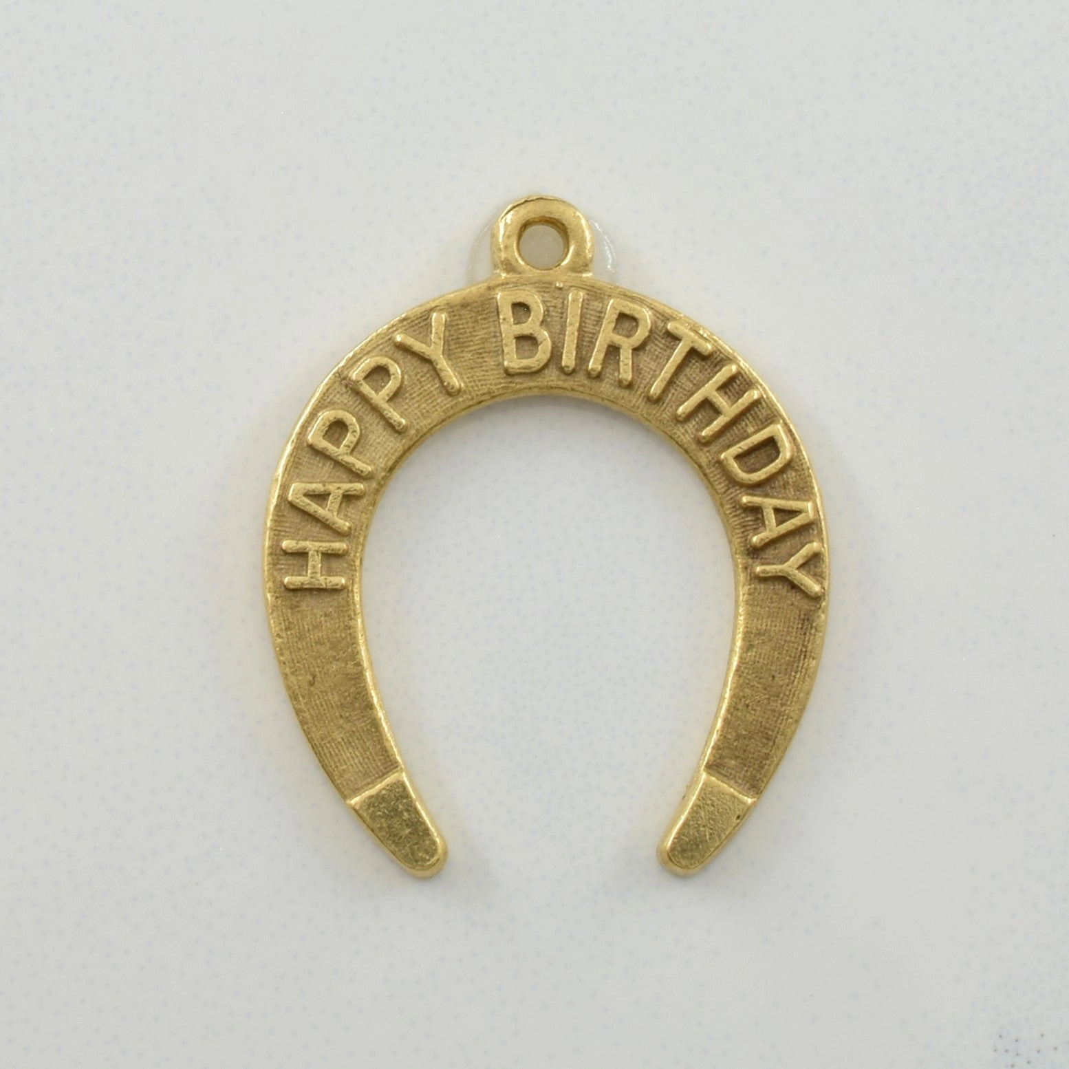 Artful Feature Subtle Sparkle 10k Yellow Gold 'Happy Birthday' Horseshoe Charm |