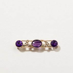 Antique Three Stone Amethyst Brooch | 1.80ctw Luxury Taste