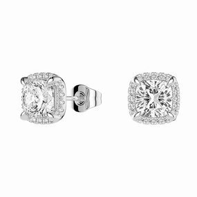 Luxe Shine Cushion Cut Moissanite Shadow Halo Stud Earrings