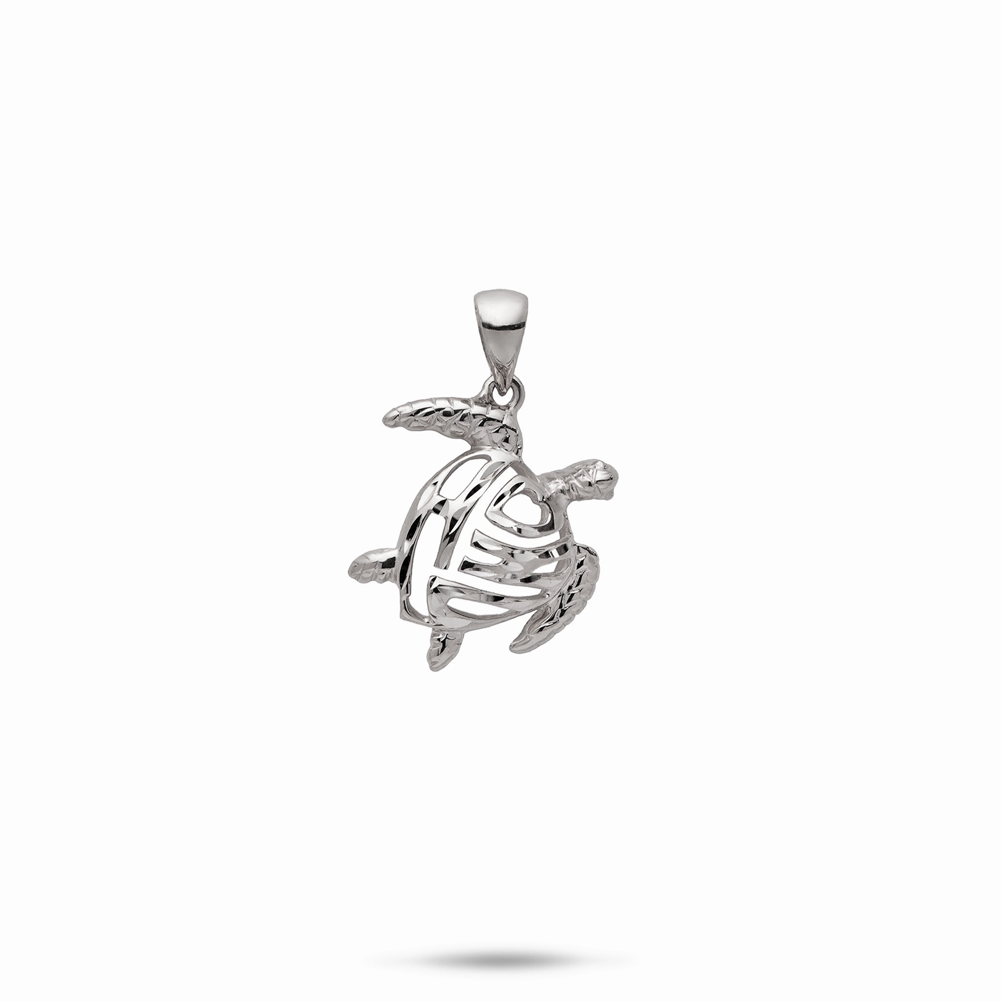 Honu Pendant in White Gold - 15mm Elegant Silhouette Bright Pop