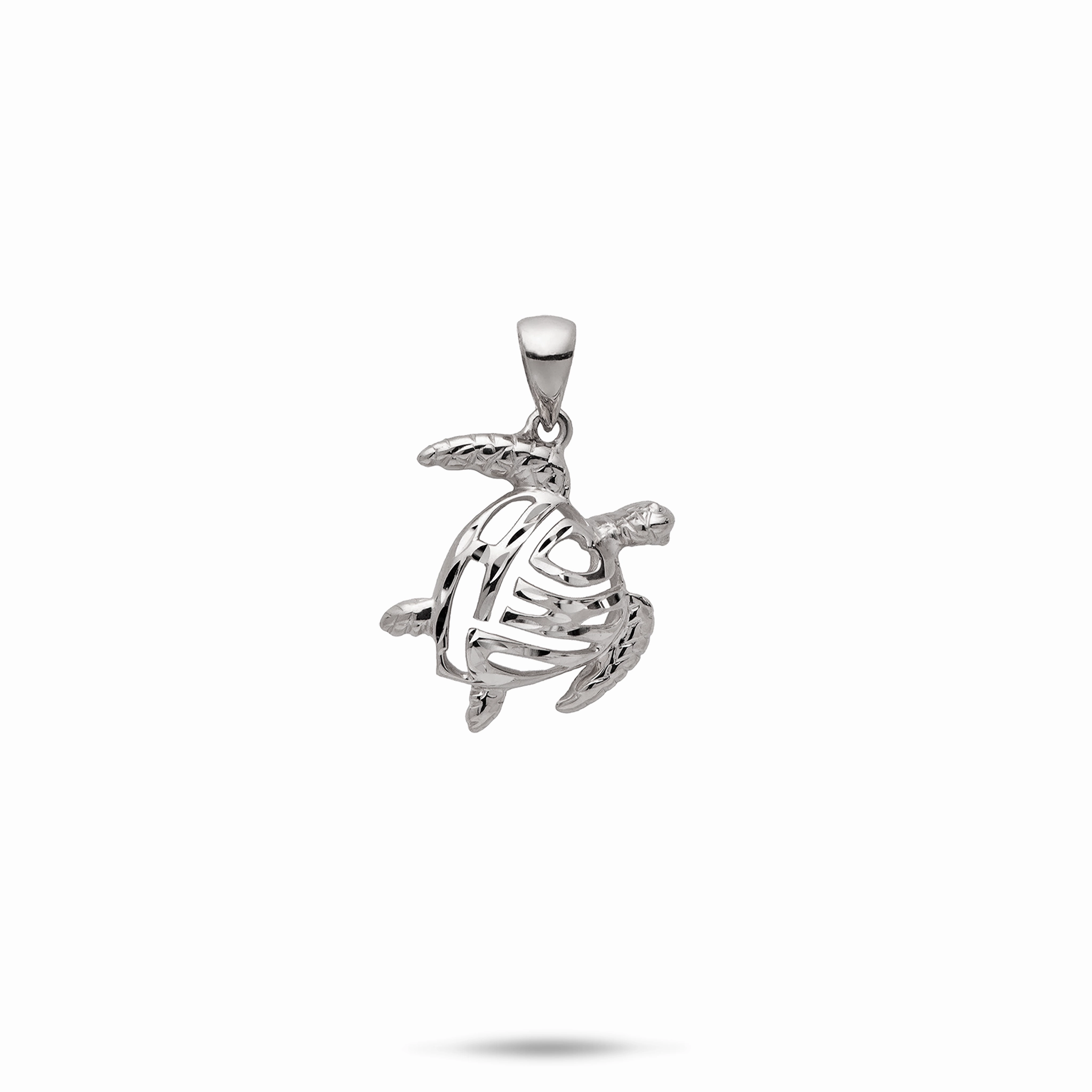 Dainty Appeal Style Match Honu Pendant in White Gold - 15mm